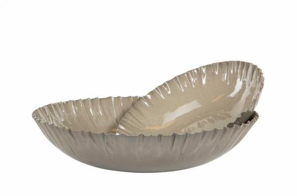 SKÅL PLISSE EMALJ SAND 35X8